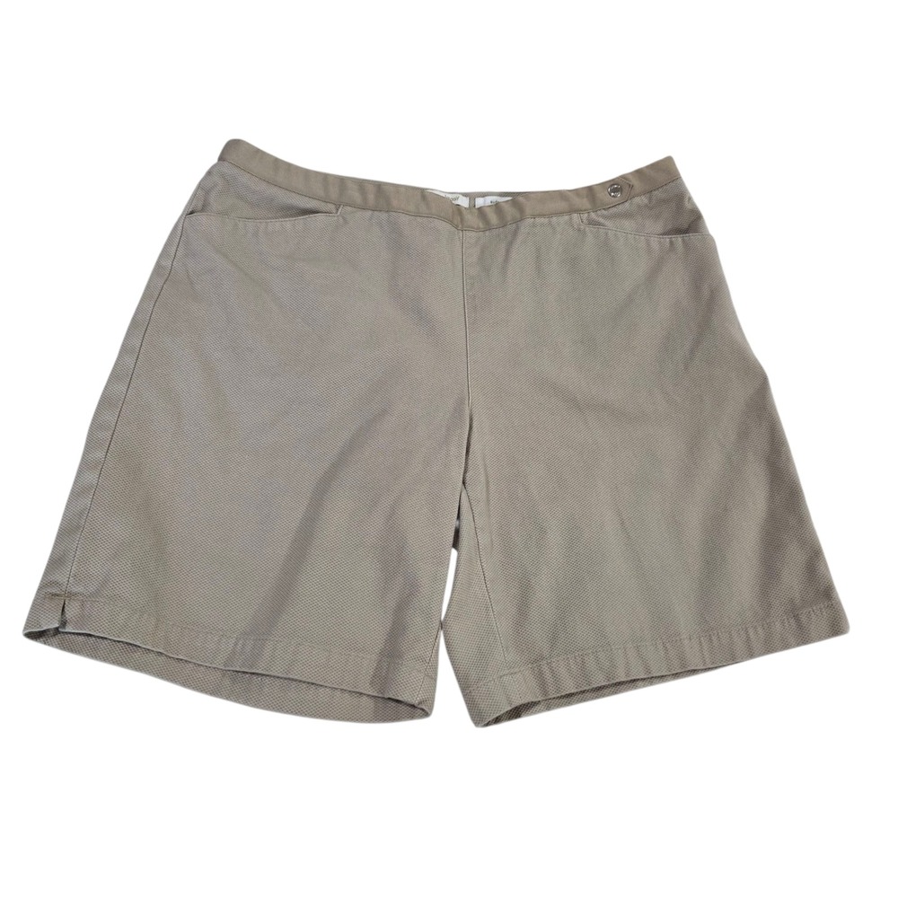 Lizgolf Chino Shorts Womens Khaki 14 Audra Knit‎ Flat Front Stretch Zip Pocket